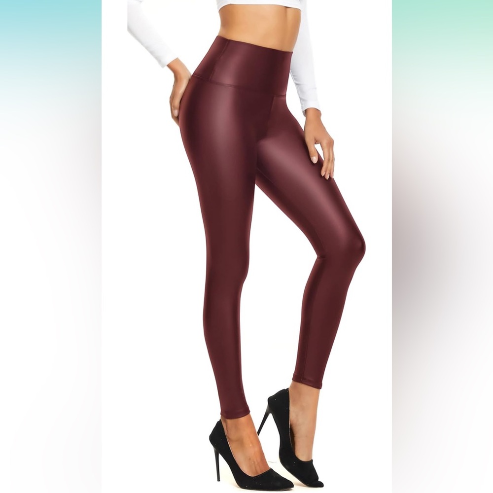 NEW Faux Leather Leggings Stretchy High Waisted Pleather Pants SZ Large❤️